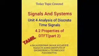 4.2 PROPERTIES OF DTFT PART 2 # EC3354 #tamil #signals and systems