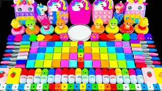 Playing Pop it and Slime ASMR | Rainbow Unicorn, Clay vs Glitter | Mixing Random into Glossy Slime