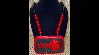 Red and Black YAH, Lion Head Necklace