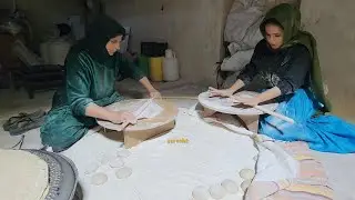 The life of the Abolghasem family; baking local bread by the mother of the family