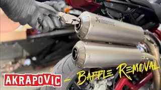 How to remove a baffle from a Akrapovic exhaust with a hidden bolt