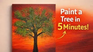 How to Paint a Tree in 5 Minutes ?(Easy Acrylic Tutorial)