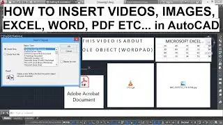 196 (INSERT TOOL) INSERTOBJ COMMAND. INSERT OBJECT DIALOG BOX ALL OPTIONS,  ATTACH VIDEOS IN AUTOCAD