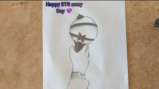BTS army day drawing easy 💜|BTS army bomb sketch for beginners|BTS Drawings @pencildrawing4854