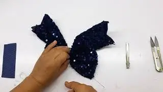 Cómo Hacer un Moño coletero escolas de tela lentejuela 💙💙💙