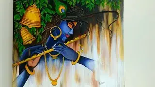 Krishna Painting Time Lapse / Acrylic Painting of Lord Krishna / Acrylic Painting Tutorial