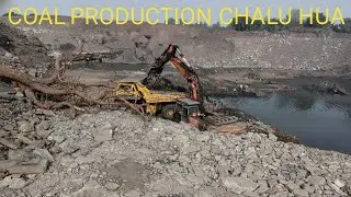 Coal Production Chalu Hua: Mining Operations and Heavy Machinery in Action