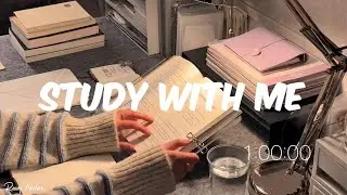 1-Hour Study with Me / Cat & Rain with Calm Piano Soundscape