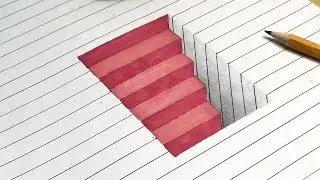 3D Steps in a Hole! Dirty Optical Illusion Mind Trick on Line Paper