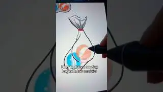 Как нарисовать движущуюся сумку с двумя шариками #tiktokvideo #искусство #рисунок #урок #шорты