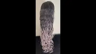 Grey Silver HUMAN & Synthetic Drawstring Hair Piece - Ponytail Extension Long Curly Wavy * Natural