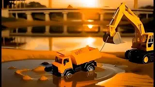 ALAT BERAT BANTU DUMP TRUCK TERPEROSOK LUMPUR | Video Mainan Anak Edukatif