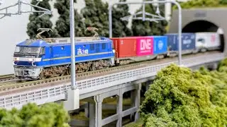 #貨物列車 海上コンテナ ▼N-scale model, EF210 &ldquo;Momotaro&rdquo; & Sea Container freight cars.