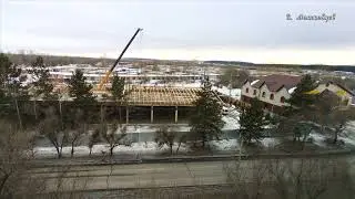 Time laps Construction site under the window. Тайм лапс Стройка под окном