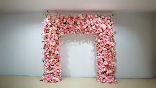 Pink Fabric Artificial Flower Wall Arch Wedding Birthday Party Decoration