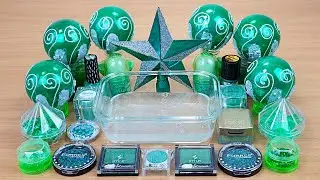 EMERALD SLIME Mixing makeup and glitter into Clear Slime Satisfying Slime Videos