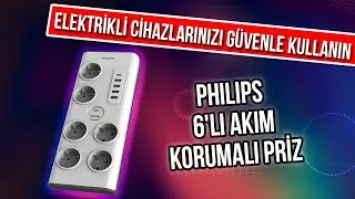 Elektrikli Cihazlarınızı G&uuml;venle Kullanın ; Philips 6'lı Akım Korumalı Priz