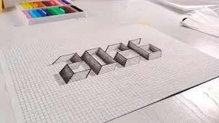 Happy New Year 2026 3D drawing
