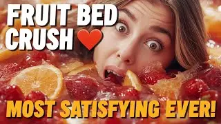Most Satisfying Fruit Bed Crush Ever! ❄️🍊 Oddly Addictive