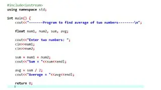 Average of Numbers - Program to find Average of Two Numbers in C++ || For Beginner || ( in 3 minute)