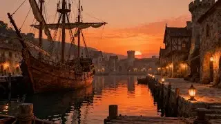 Whisper of Harbour on Dusk ⚓ Medieval Music Instrumental &  Tavern Ambience