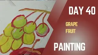 Grapes 🍇Day 40 | Grape Fruit Painting | Easy Watercolor Fruit Drawing Tutorial