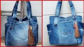 DIY Jeans Long Strip Bag Idea Out Of Old Jeans | Cute Hand Bag From Jeans Pants Recycle