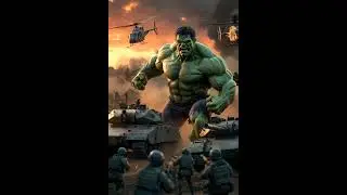 Hulk fight with military #hulk #marvel #aivideo #shortvideo #animation #helicopter #tanks