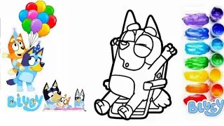Bluey Relaxing on Beach Chair 🌊💙 Easy Drawing for Kids