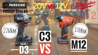 Milwaukee M12 FID2 vs Parkside Performance PDSSAP 20-LI D3 (2025) 🔥 C3 vs D3 &ndash; real difference?