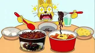 Cartoon Dog vs. Spicy Fire Noodles 🐶🔥🍜 | Animation Mukbang ASMR
