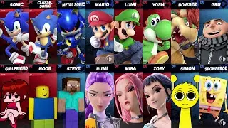 Sonic vs Mario vs SpongeBob vs Steve vs Roblox vs Minecraft vs Fortnite | Super Smash Bros Ultimate