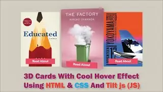 Awesome 3D Book Cards With Cool Hover Effect Using HTML,CSS And Tilt js