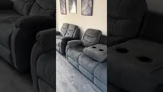 Envogue Furniture / Sorrento Fabric Recliner Sofa 3+2 Seater Grey