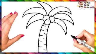 How To Draw A Palm Tree Step By Step 🌴 Palm Tree Drawing Easy