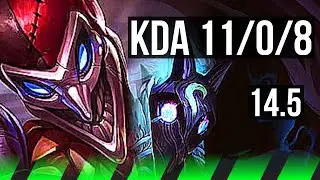 SHACO vs KINDRED (JNG) | 11/0/8, Legendary, Rank 10 Shaco, 300+ games | KR Grandmaster | 14.5