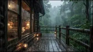 Calming rain near a forest cabin, slow rain rhythms for peaceful sleep support and insomnia rest