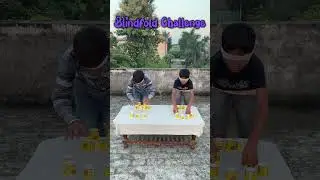 😱Blindfold cup tower Challenge 🤣| Wait for END 🤔 #shorts #viral #challenge #fun #gameplay