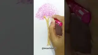 Sakura Tree Drawing using Oil Pastels #artvideo #drawing #oilpastelsdrawing #treedrawing