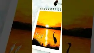 Swan in sunset painting ✨ #nature #artist #painting #beginners #tutorial