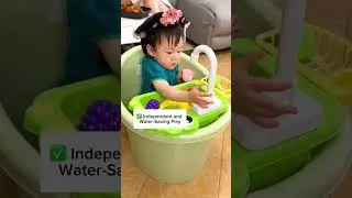 She loves to wash plastic fruits and cups with this sink toy! #toys #kids #sinktoy #babytoy