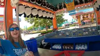 Playing the goblet toss at cedar point with my daughter