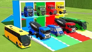TRANSPORTING AMBULANCE, FORD POLICE, SERVICE TRUCK, FIRE DEPARTEMENT, MERCEDES MINI BUS - FS22