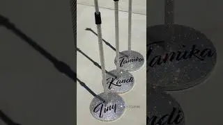 Fully Crystallized Diamond Clear Mic Stands With Custom Name Base | ICY Couture Luxury Stage Gear