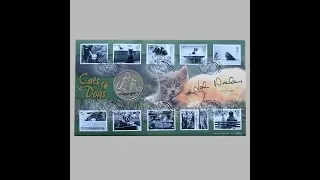 2001 Cats and Dogs 1 Crown Coin Cover - Benham Signed First Day Cover