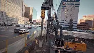 RS Foundations Liebherr LB 28 and LB 36 Drilling and Installing Secant Shoring Wall