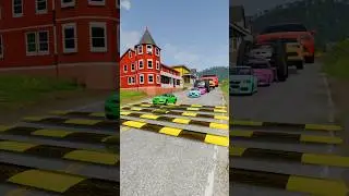 Big & Small to Giant cars vs speed bumps #beamng #beamngcrash