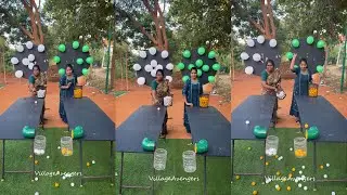 Drop the ping pong balls into the jar and pop the balloons challenge|| Village Avengers