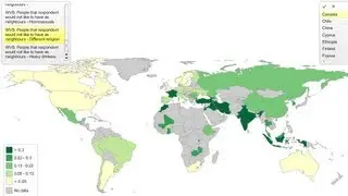 Where people are more or less religiously tolerant