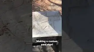 Making a custom yard sign out of concrete. Made from concrete in a special mold.
